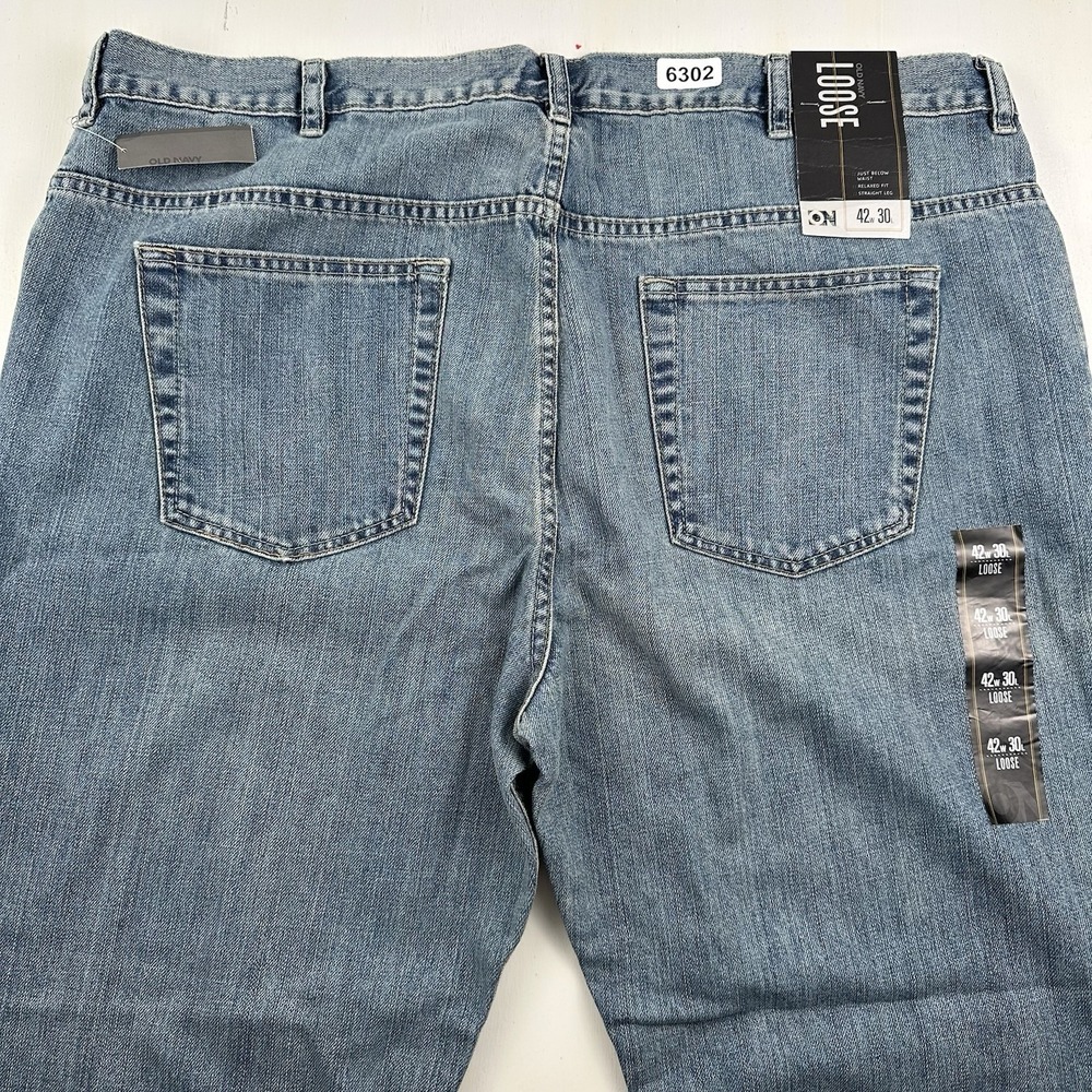 NEW VTG 90s Old Navy Loose Jeans Men 42x30 Blue Denim Straight Light Wash Y2K